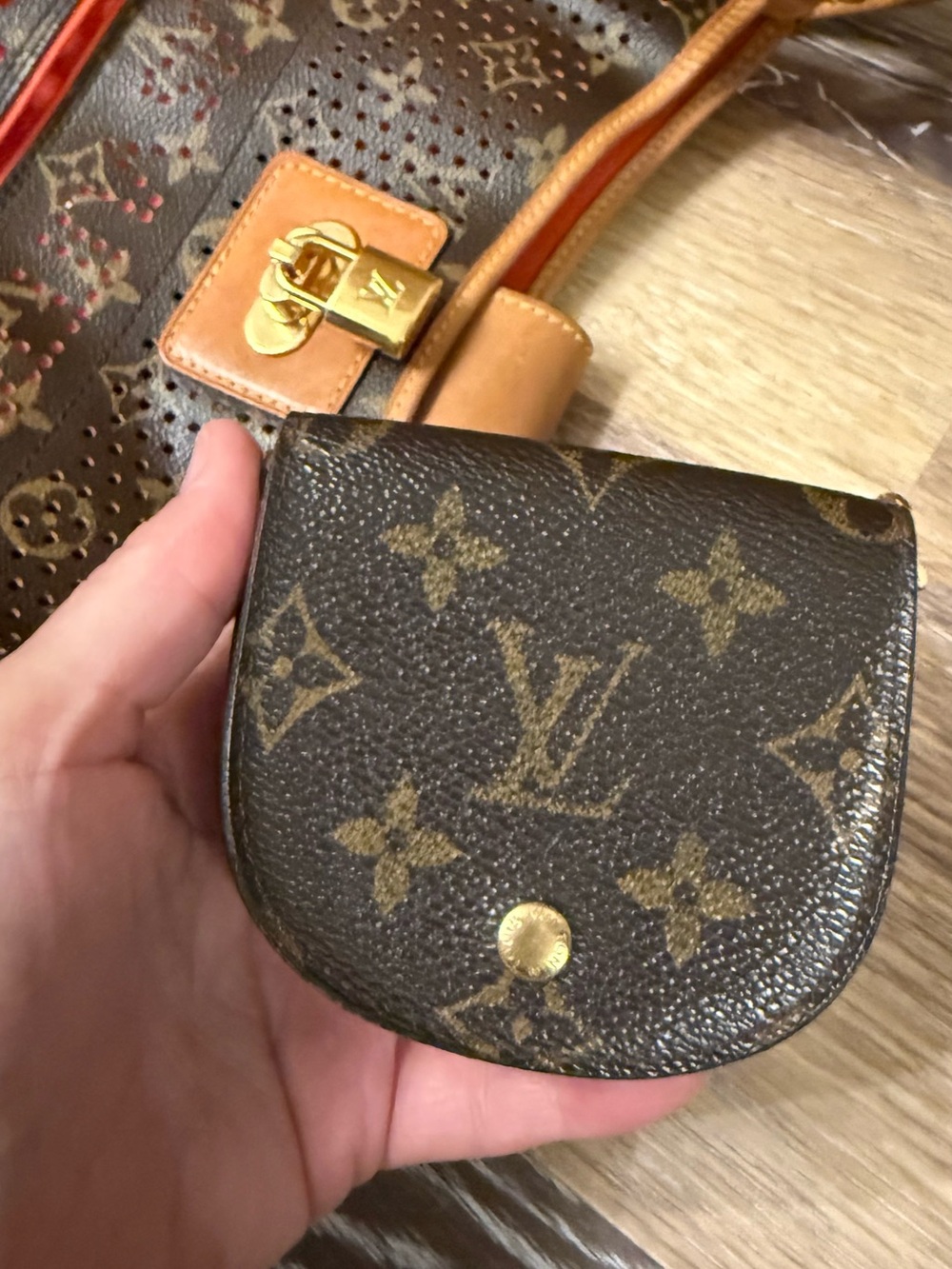 Louis Vuitton Monogram Small Coin Pouch Brown and Gold